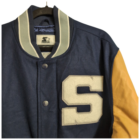 Starter Penn State Nittany Lions Letterman Varsity Wool Leather Snap Jacket XXL - Picture 3 of 15